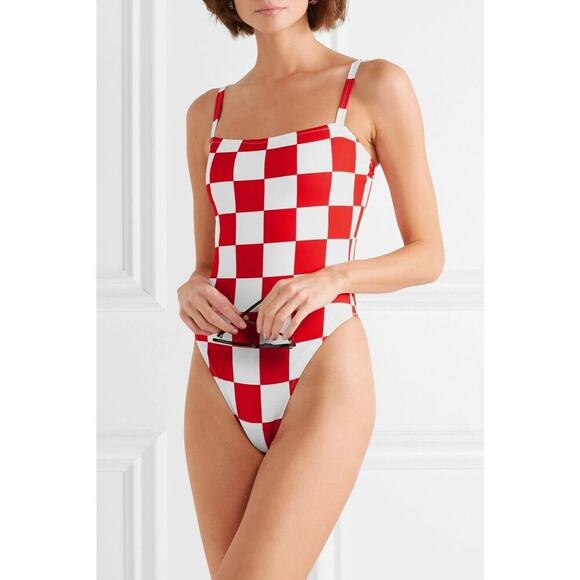 Solid & Striped x RE/DONE Malibu One Piece Swimsuit Red White Retro High Cut XS - Picture 1 of 12